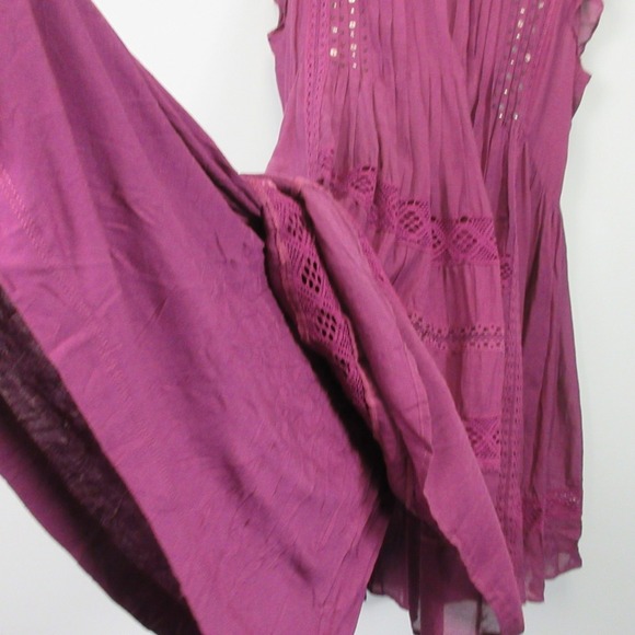 Anthropologie Vanessa Virginia Mini Dress L Purple Cotton Lace Ruffle Boho 430 - Picture 2 of 13
